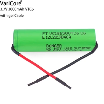 1-10TK VariCore VTC6 3.7 V 3000mAh 18650 Li-ion Aku 30A Heakskiidu VC18650VTC6 akud+DIY Silikageel Kaabel