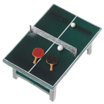 1/12 Nukumaja Lauatennis Pall Mini Ping-Pong Tabel, Kus On Pallid, Reketid Doll House Teenetemärgi 5247