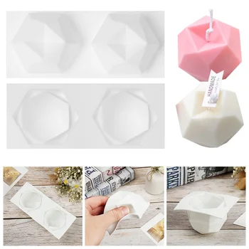 1/2/8 Süvend Kaheksa külgedega Mitmepoolsete Diamond Face Cube DIY Küünal Hallituse Käsitöö Aroomiteraapia Seep Hallituse 3D Küpsetamine Kook Vormi