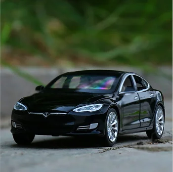 1:32 Sulamist Tesla Model Sedaan Mänguasi Sõiduki Simulatsiooni Heli Tuli Tagasi tõmbuma Mänguasjad Auto Lastele Lapsed Kingitus sinine auto 151895