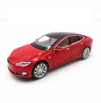 1:32 Sulamist Tesla Model Sedaan Mänguasi Sõiduki Simulatsiooni Heli Tuli Tagasi tõmbuma Mänguasjad Auto Lastele Lapsed Kingitus sinine auto