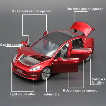 1:32 Uut Tesla Model3 Sulam, Auto, Lapsed, Mitmevärviline Sõidukite Mudel Mänguasi Tõmba Tagasi Kuue Uksed Avatud Valgustus, Heli Kingitus Poiss