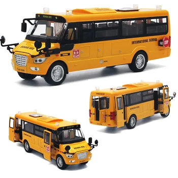 1:32 sulam, tõmba tagasi kooli bussi mudel,Laste Heli ja valguse avatud uste mänguautod,Edasimüügi kinkekarbis mänguasjade hulgimüük 116124