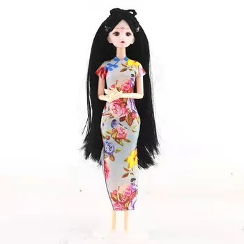 1/6 Peen Hiina Stiilis Riided Cheongsam Nukk Printsess Kleit Barbie Riided Qipao Traditsiooniline Pidu Kleit Aksessuaar Mänguasi 135716
