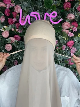 1 KOMPLEKT Sifonki Hijab Koos Kapott Koos Elastne Köis Stiil Tasuta Kasutada Suurrätikud