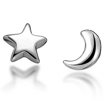 1 Paar Naiste Moon Star Asümmeetria hõbetatud Kõrva Trukid Kõrvarõngad Ehted