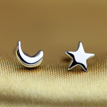 1 Paar Naiste Moon Star Asümmeetria hõbetatud Kõrva Trukid Kõrvarõngad Ehted