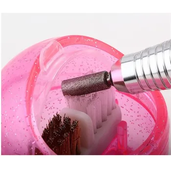 1 TK roosa küünte puhastushari natuke, drill bit cleaner box, küünte poleerimine natuke tolmu puhastamine ja eemaldamine mini puhastus box