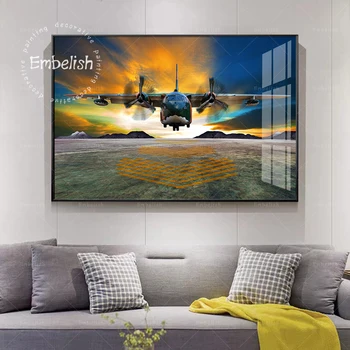 1 Töö Päikeseloojangut Lennuk Suured Seina Art Pilt elutuba Õhusõiduki HD Õli, Lõuend Maalid Kaasaegse Kodu Decor Plakati Kujundus 150175