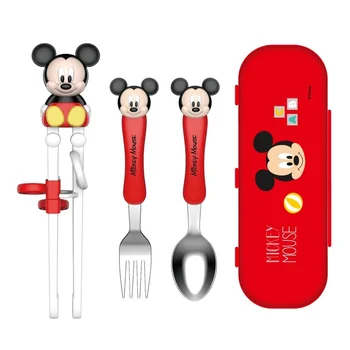 1 komplekt Disney Mickey Mouse seeria laste koolitus söögipulgad lusikas-kahvel söögiriistad Minnie Mickey laste söögiriistade komplekt 17504
