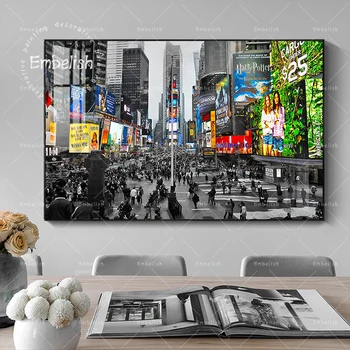 1 tk Lõuend Print Maali Time Square New York Kunsti Seina Pildid elutuba Home Decor Raamimata kingitus Maastik 138535