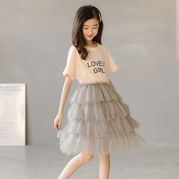 10 12 aastat Tüdrukute Lühikesed Varrukad Kook Silma Kleit 2021 Uus korea Stiilis Suvel Printsess Teismeliste Tüdrukute Riided