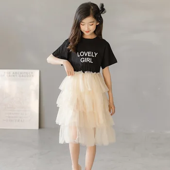 10 12 aastat Tüdrukute Lühikesed Varrukad Kook Silma Kleit 2021 Uus korea Stiilis Suvel Printsess Teismeliste Tüdrukute Riided