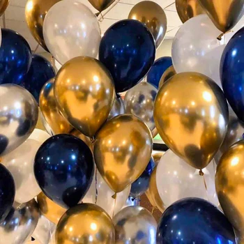 10-15tk Metall, Kuld, Hõbe Õhupallid Tint Sinine Latex Balloon Pulmi, Sünnipäeva Decors Festival Tähistamine Asjade Õhu Palli