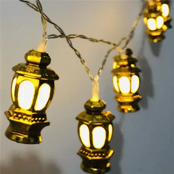 10/20 LED Gold Palace Haldjas Laterna String Kerge Akutoitega Vanik Ramadan Õli Laterna Halloween Pool Jõulupuu Ligh