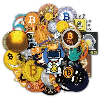 10/50tk/set Cartoon Bitcoin Krüpteeritud Virtuaalne Valuuta BTC Kleepsud Kiiver Kid Diy Sülearvuti Segatud Rula Pagasi Puhul