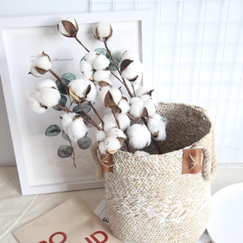 10 Head Looduslikult Kuivatatud Cotton Flower Kunstlik Taimed Õie Branch Pulmapidu Teenetemärgi Võltsitud Lilled Home Decor