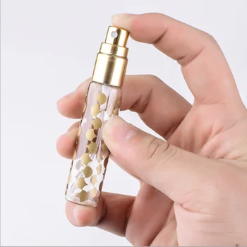 10 Ml Mini Anodeeritud Alumiinium Düüsi Trükitud Tühi Klaaspudel Korduvtäidetavaid Kaasaskantav Spray Parfüümi Pudeli Reisi Mahuti