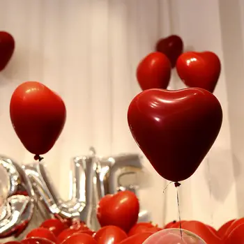 10 Ruby Red Lateks Õhupallid Armastus Südames Täispuhutav Heelium Õhupallid Valentine ' s Day Abielu Pulm, Sünnipäev Teenetemärgi