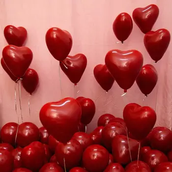 10 Ruby Red Lateks Õhupallid Armastus Südames Täispuhutav Heelium Õhupallid Valentine ' s Day Abielu Pulm, Sünnipäev Teenetemärgi