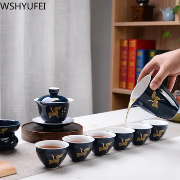 10 tk/set Hiina Keraamika, teekann, veekeetjad Kaasaskantav Tee Set Kurn teacup portselan teaware drinkware teetseremoonia tarvikud