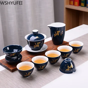 10 tk/set Hiina Keraamika, teekann, veekeetjad Kaasaskantav Tee Set Kurn teacup portselan teaware drinkware teetseremoonia tarvikud