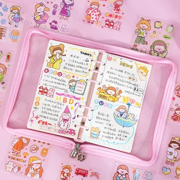 100 lehte Õnnelik Tüdruk DIY Cartoon PET Veekindel Dekoratiivne Kleebis Käsitöö Scrapbooking Seatud Päevik Album