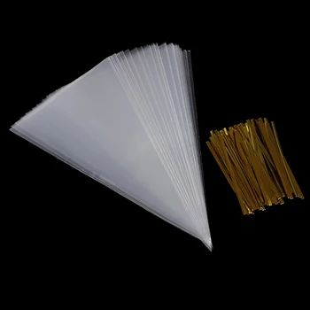 100tk OPP läbipaistev kolmnurk kott läbipaistvast Plastikust Koonuse Kuju, Tsellofaani Läbipaistvad Kotid Komme Kott Kommi kilekotti 3802