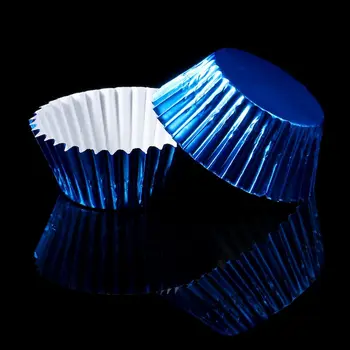 100tk/Pakk Paber Cupcake Cup Alumiiniumfoolium Muffin Küpsetamine Tassi Vooderdus Koogikesi Juhul