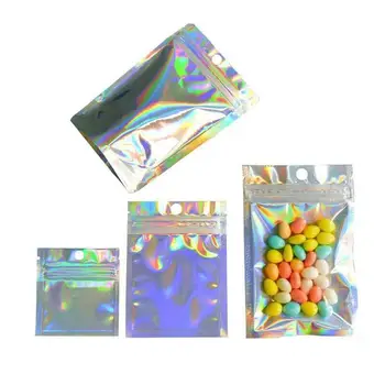 100tk S/M/L Korter Zip lock Vann Soola Kosmeetika Kott Üks Foolium Mini Paks Holograafiline Selge Kotid Pool Alumiinium I5X2
