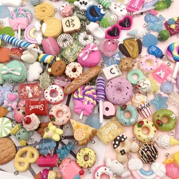 100tk Segatud Kommid Küpsised Donuts Õnne Kotid Vaik Võlusid Korter tagasi kivi ümber puhul, Kaelakee, Kõrvarõngad Ehted Tegemise Tarvikud