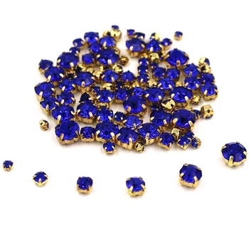 100tk/pakk Segatud suurus klaas kristall helmed kuld baas, õmblemine, Kuninglik sinine kive diy rõivad aksessuaarid