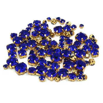 100tk/pakk Segatud suurus klaas kristall helmed kuld baas, õmblemine, Kuninglik sinine kive diy rõivad aksessuaarid