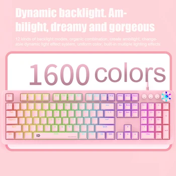 104 Võtmed Gaming Klaviatuuri Roosa RGB Valgus Taustvalgustusega Reguleeritav Nupp USB Juhtmega Sinine Lülitub PC Arvuti Sülearvuti Klaviatuur