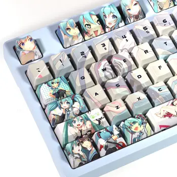 108-sisestage Jaapani Anime Armas Hatsune Keycap PBT Sublimatsioon Kirss Väga Mehaanilise Klaviatuuri Keycap DIY jaoks Cherry MX-Switch/104