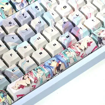 108-sisestage Jaapani Anime Armas Hatsune Keycap PBT Sublimatsioon Kirss Väga Mehaanilise Klaviatuuri Keycap DIY jaoks Cherry MX-Switch/104
