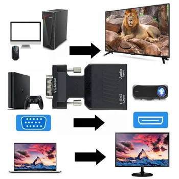 1080P HDMI-ühilduvate VGA Adapter Digital to Analog Converter Kaabel Xbox PS4 ARVUTI Sülearvuti TV Kasti Projektor Displayer HDTV