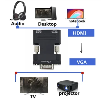 1080P HDMI-ühilduvate VGA Adapter Digital to Analog Converter Kaabel Xbox PS4 ARVUTI Sülearvuti TV Kasti Projektor Displayer HDTV