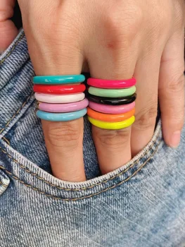 10PCS, Uus Candy Värvi Emailiga Rõngad, Naiste Mood Lihtne Avada Sõrme Sõrmus Hulgimüük Ehted Naiste Bijoux 164696