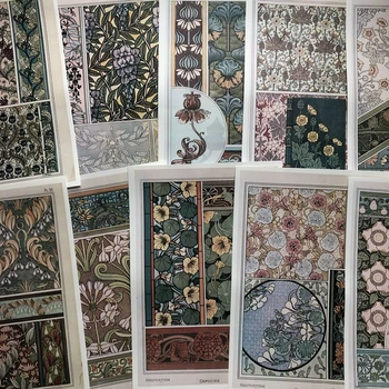 10Pieces Retro Dekoratiivne juugend Lille Muster Taust Paber visiitkaart Käsitöö DIY Scrapbook Paberist Kaunistused 181750