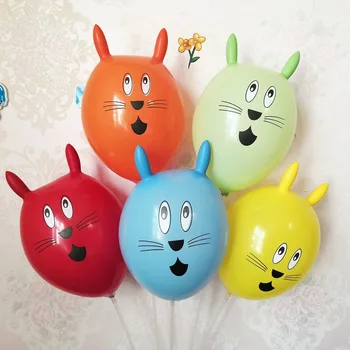 10TK 12 Tolline Trükitud Latex Balloon Rabbit Kujuline Laste Mänguasi, Pall Multikas Loomade Õhupallid Sünnipäeva Teenetemärgi