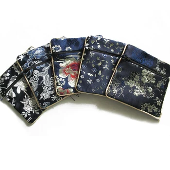10TK Kotid Rahakotid Mix Värvid Hiina Tõmblukk Mündi Tutt Silk Square Ehted