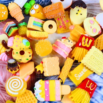 10TK/palju Kunstlike Toidu Lollipop Candy Decor Figuriin kivi ümber Mänguasjad Nukumaja/Miniatuurid DIY Telefoni Juhul Tarvikud Materjal