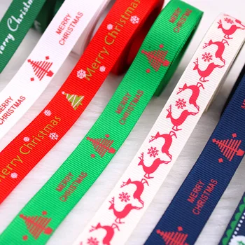 10Yards 16mm Christmas Ribbon Trükitud Grosgrain Lindid jaoks Kingitus Pakkimise Pulm DecorationDIY Juuksed Vibud