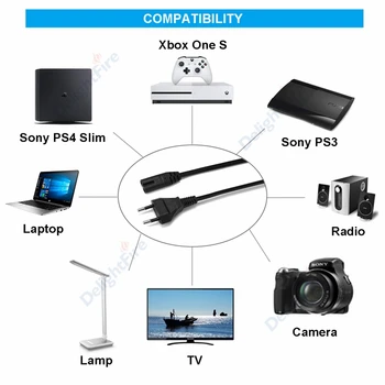 10m 2-Piik ELI toitejuhe AC toitekaabel Euro Pistik: IEC C7 toitejuhe Sony PS4 Slim Samsung LG-TV-Bluetooth-Kõlarid 121256