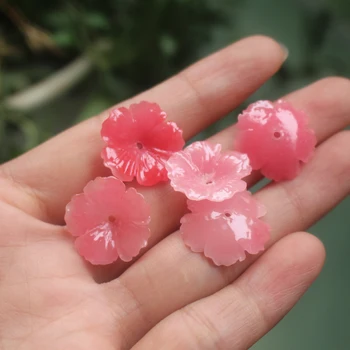 (10pieces/palju) Nikerdatud 20mm Lilled Ruumi osad Topelt Roosa Värvi Tehis-Coral Järeldused Ehted tegemine