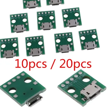 10tk / 20pcs Mini Micro-USB-DIP Adapter 5Pins Female Pistikud PCB Converter Lauad Hot Müük 14253