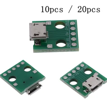 10tk / 20pcs Mini Micro-USB-DIP Adapter 5Pins Female Pistikud PCB Converter Lauad Hot Müük