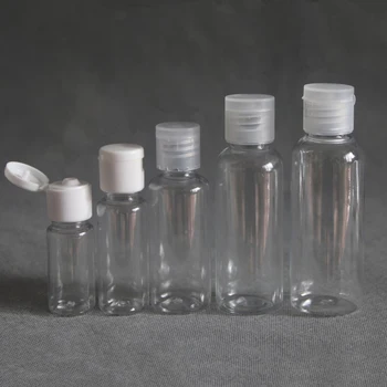 10tk Plastikust PET Klapp Kaas Emulsioon Pudelid 5-100ml Selge, Kosmeetika proovinõusse Mini Reisi Täitke Viaali Vedelik, Šampooni Pudelid
