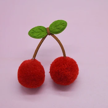 10tk/palju 6*6.8 cm tutt palli kirss appliques juuksed clip tarvikud, cherry appliques jaoks kinnas rõivamanused